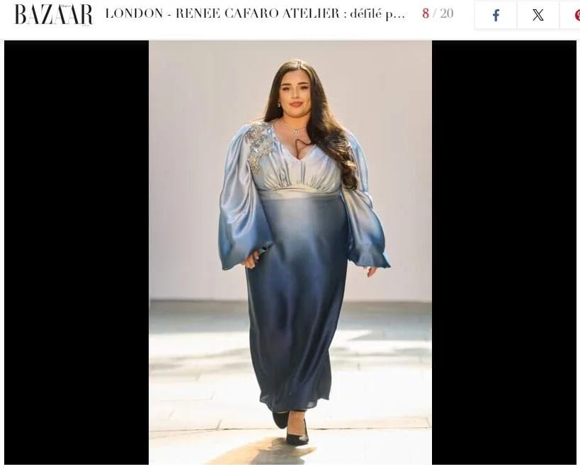 Hayleigh at London Fashion Week, featured in Harpers Bazaar