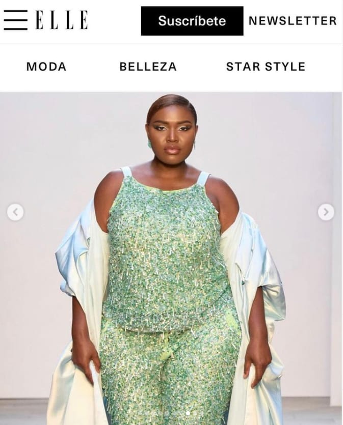 Tinar at London Fashion Week, featured in Elle Magazine